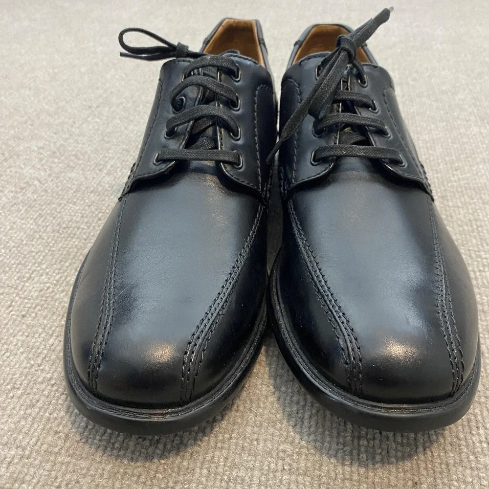 Clarks Shoes Mens Size 12 M Black Leather Derby Dress Oxfords Comfort Square Toe